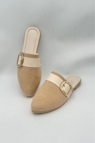 SWORD Summer Slippers - Closed Toe Slippers with Stripe Buckle Detail - Casual Slippers