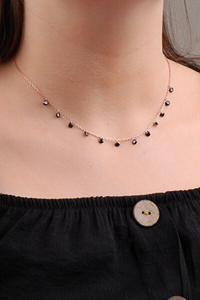 Sümer Telkari Onix Taşlı Tasarım Choker Rose Gümüş Kolye 6578