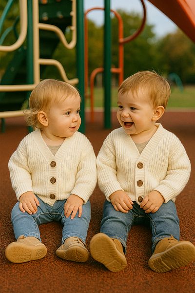 Nimini Kids Winter Unisex Knitwear Oversize Children's Cardigan with Wooden Button Detail