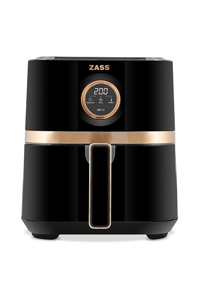 Zass Friteuză cu aer cald ZAF 20 Rose Gold, capacitate 5l, 8 programe, tavă detașabilă, antiaderentă, 1450W, neagră