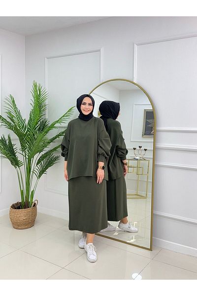 VALENS BOUTİQUE Γυναικείο Σετ Χιτζάμπ: Φούστα & Τούνικ Λεπτό Πλεκτό Σετ 2 τεμαχίων