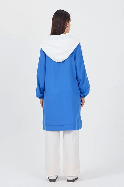 jenisse Put on and Take Off Linen Hooded Hijab Tunic Saks Blue 2422106