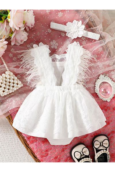 nannie Camelia Floral White Dress For Girls - 18-24 Months