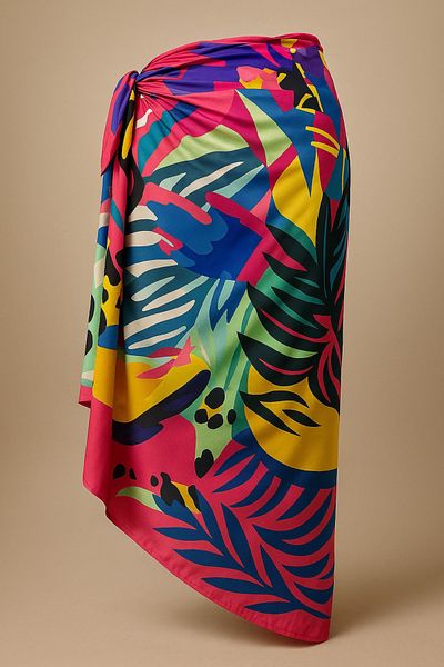 GlamQuest Tropical Pattern Multicolor Pareo - Bright Fabric Without Inside - 95*145 cm Size