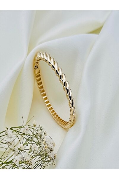 Adel Gold 14 Ayar Kadın Sade Burgu Halat Model Kelepçe-Bilezik-12,28 GR