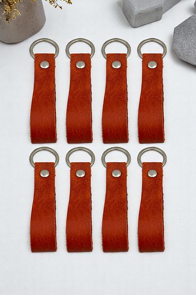 pepuza 8 Pack Genuine Leather Root Series Keychain Orange