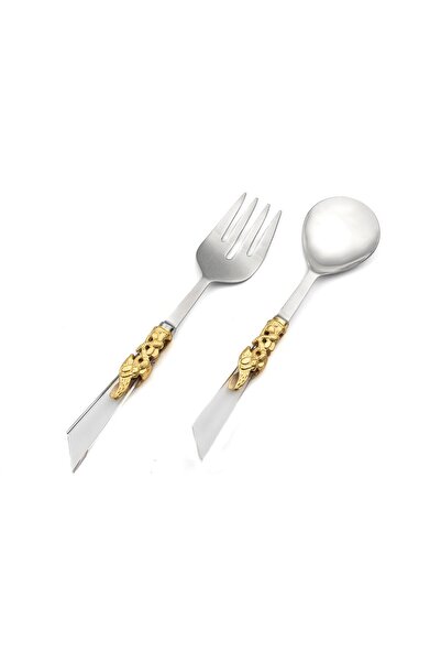 Mikasa Moor Silver Gold 2-Piece Salad Serving Set
