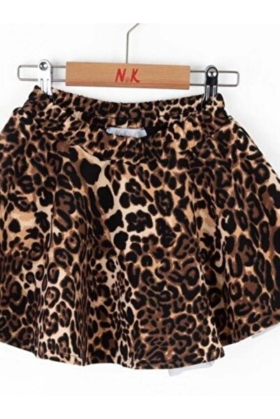 Zekids Детска пола с ластик в талията и леопардов принт