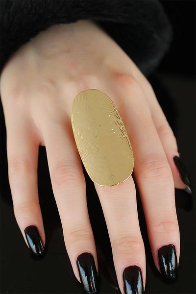 Skygo Gold Color Ellipse Adjustable Ring - Tj-Byk1254-Ks