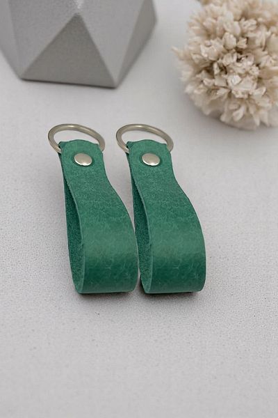 pepuza 2 Pack Genuine Leather Root Series Keychain Water Green