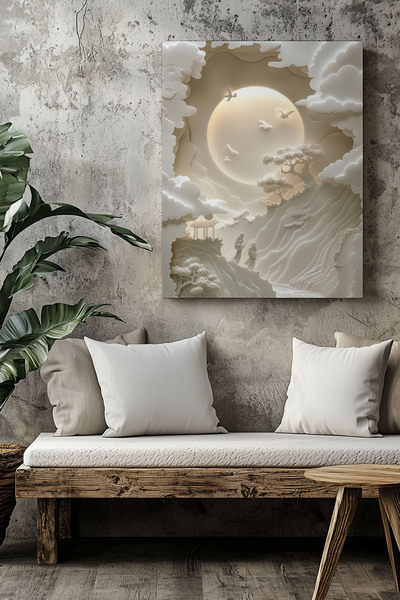 Store Bulutların Ötesine Masalsı Yolculuk Premium Kanvas Tablo