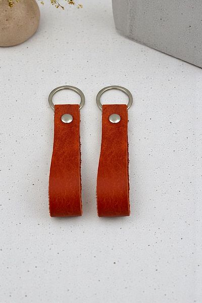 pepuza 2 Pack Genuine Leather Root Series Keychain Orange