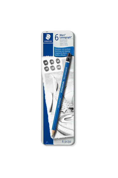 Staedtler قلم رصاص مارس لوموغراف علبة معدنية سوداء 6 LI 100 G6