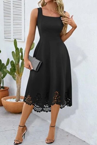 Mossta Haljina midi dužine bez rukava sa četvrtastim izrezom i čipkastim deta...