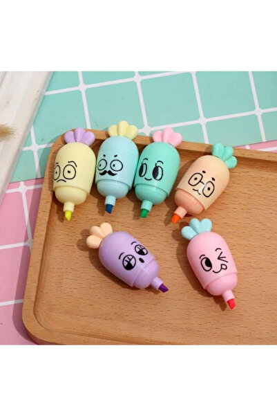 NaSaDAN 3’lü Mini Fosforlu Kalem Seti – Sevimli Kapsül, Havuç ve Ayıcık Tasarımlı Pastel Kalemler