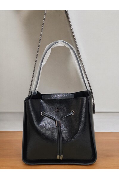 Jagu حقيبة كتف نسائية بسلسلة سوداء وحزام متقاطع للجرو، جودة منقوشة عادية، حقي...