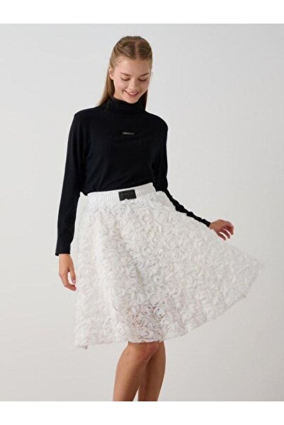 Zekids Детска пола с ластик в талията и розов десен