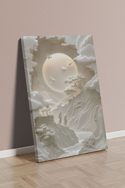 Store Bulutların Ötesine Masalsı Yolculuk Premium Kanvas Tablo