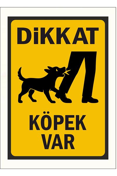 zafrakreklam Caution Dog Present 2 - Warning Sign Board 24 X 34 cm Polycarbonate