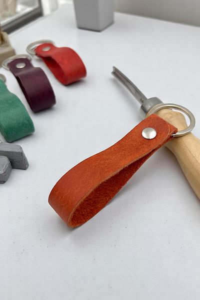 pepuza Genuine Leather Root Series Keychain Orange