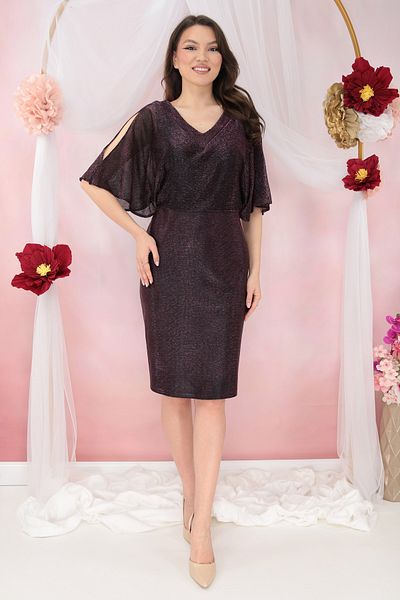 cupper Purple lurex occasion dress with rhinestones at the neckline