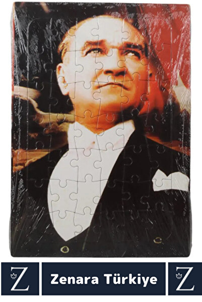 Zenara Premium Eğlenceli Eğitici Görsel Algı Motor Becerisi Geliştiren Çocuk PUZZLE 42 Parça ATATÜRK