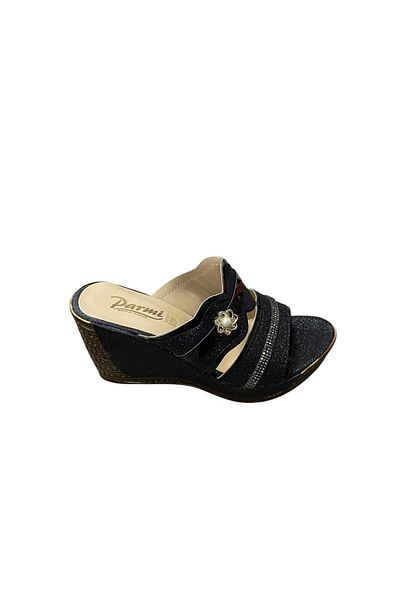 PARMİ Women's Wedge Heel Silvery Stone Slippers