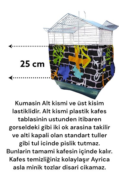 ozzipetshop Muhabbet Kuşu Kumaş Kafes Tülü Tozları Kafes İçine Hapseder