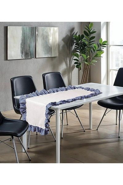 Erba kreasyon 40x140 cm Runner de in - Față de masă cu model Gingham organic
