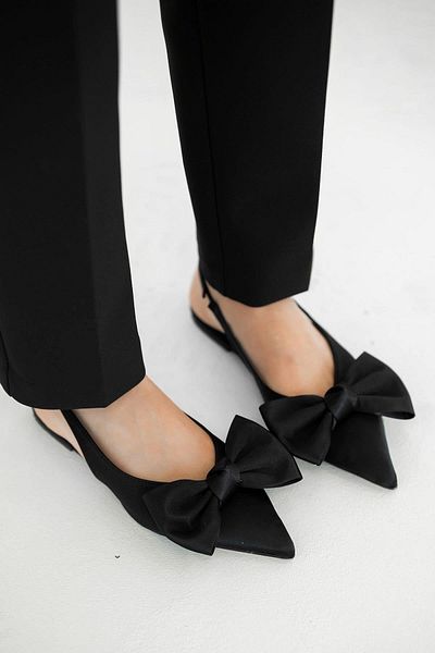 Parponi Salsa Women's Bow Satin Ballerina Black