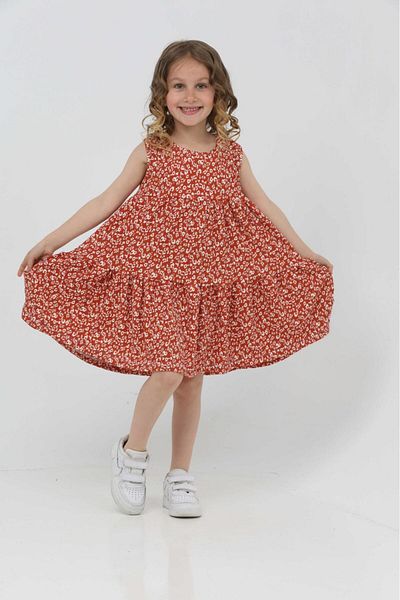 KİDSPİTİRCİK Girl's Orange Strapted Fabric Dress