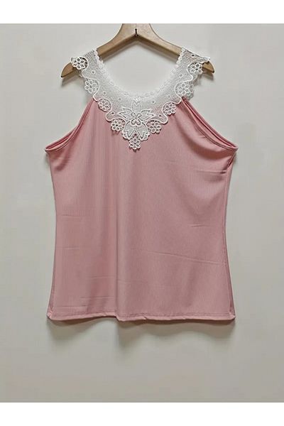 MRA Fashion Women's Sleeveless Lace Collar Camisole Blouse