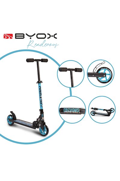 OEM Byox Rendevous Blue folding scooter, aluminum frame, adjustable handlebar, age 6 years+