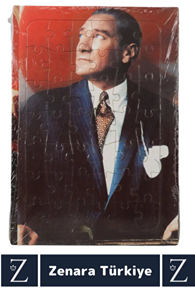 Zenara Premium Eğlenceli Eğitici Görsel Algı Motor Becerisi Geliştiren Çocuk PUZZLE 42 Parça ATATÜRK