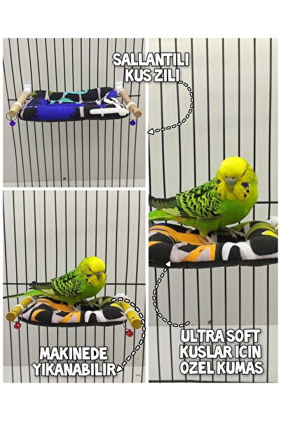 ozzipetshop Muhabet Kuşu Oyuncak Yatak Harika Renkli Desen+ Süpriz Hediye