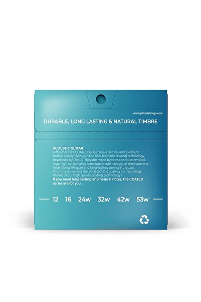 Pitbull Strings Coated Series Acoustic Guitar String Cag 12-53 L