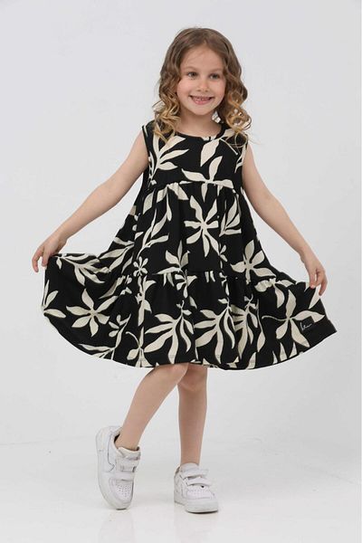KİDSPİTİRCİK Girl's Navy Blue Strapted French Fabric Dress