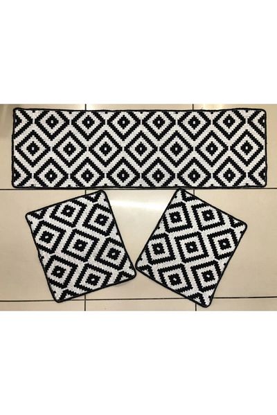 Efe 2 Pcs Car Seat Rug Set (Black-White) - Front and Rear Seat Top 3 Piece Set