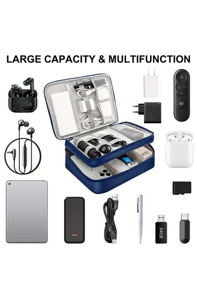 zyc Luxury Multi-Compartment Large Size Electronic Device and Cable Organize Portable Travel Case