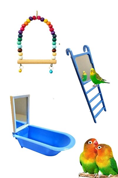 ozzipetshop Muhabbet Kuşu Ve Sevda Cennet Papağanlar Için Salıncak Aynalı Mer...