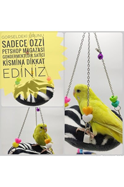 ozzipetshop Zilli Kuş Oyuncak Salıncak - Peluş Uyku Hamak, Oyun Zilli, Muhabb...