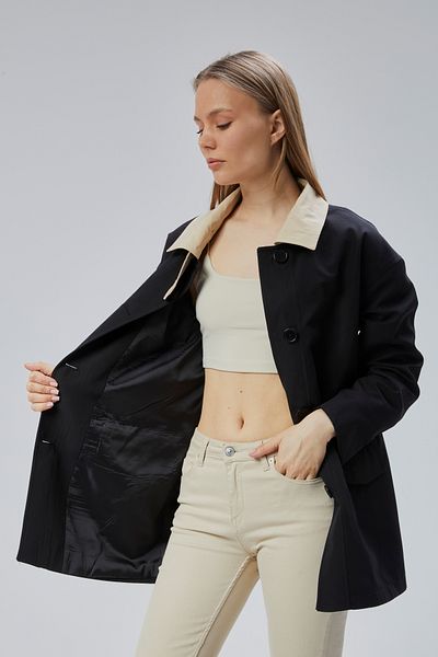 Bolivente Trench negru oversize casual midi