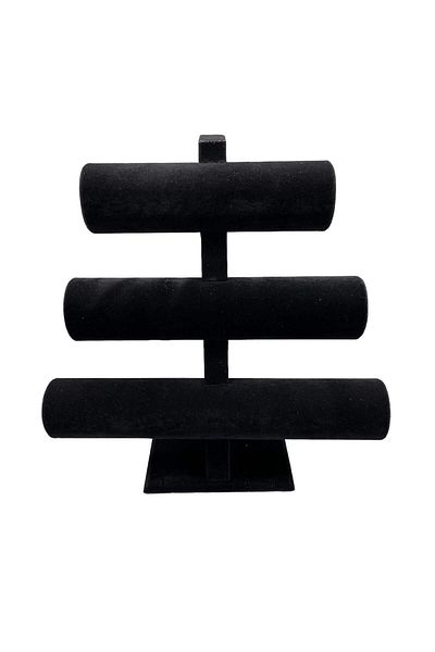 MeGass Dekor Domestic Production Suede Fabric Black Color Triple 30/26 cm Stage Bracelet-Watch Display Stand