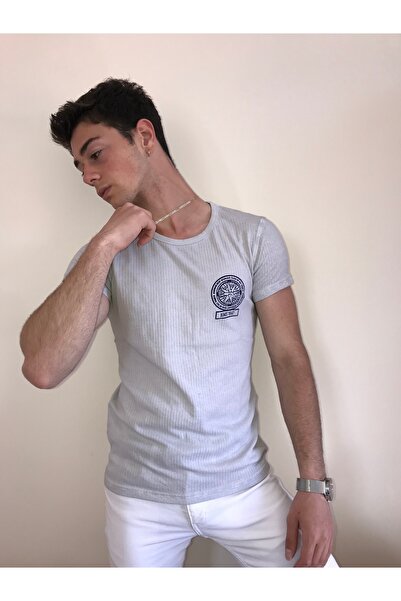 Unisex Bisiklet Yaka Baskılı Yıkamalı T-shirt