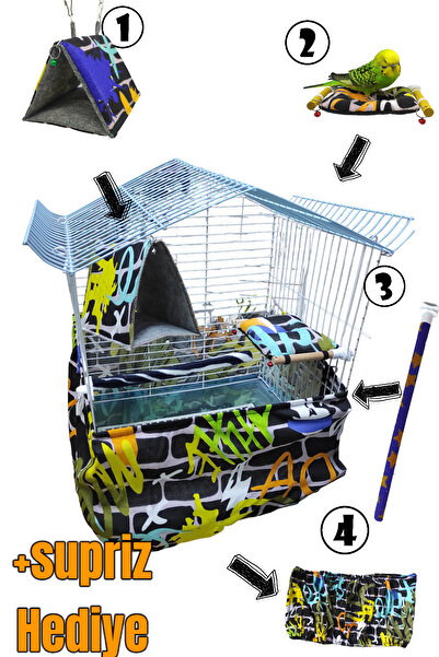 ozzipetshop Kumaş Kuş Tülu -kuş Yatagi -kuş Cadiri -kuş Tunegi Seti