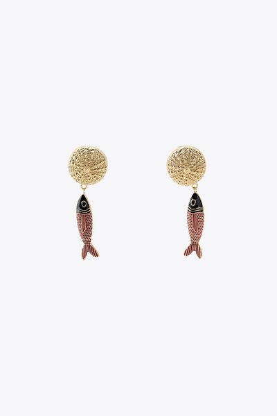 yucelique Zra Beach Collection Design Viral Dangle Fish Earrings