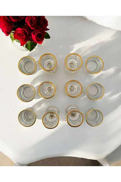 gkzglass home dekor Orkide Tms Glass Gilded Coffee Side Water Glass Set Presentation Set Set of 12