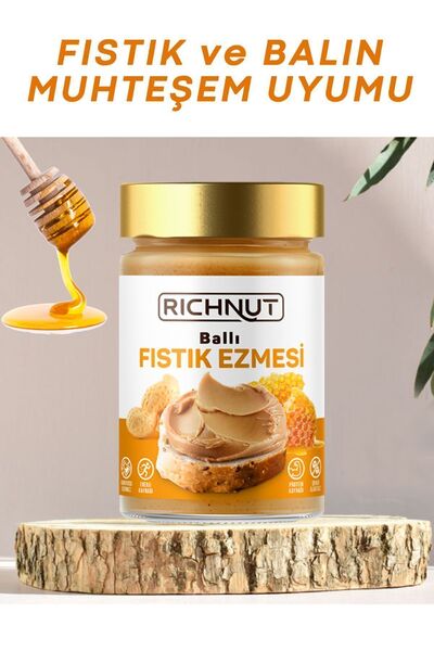 RİCHNUT Ballı Fıstık Ezmesi 300 gr (KATKISIZ, ŞEKERSİZ, DOĞAL)