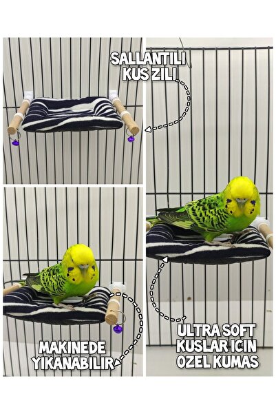 ozzipetshop Kuş Oyuncak Yatak Zebra Desen + Süpriz Hediye