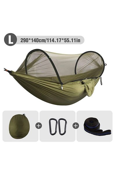 Choice Army Green L WESTTUNE 3 in 1 Camping Hammock with Mosquito Mesh Automatic Quick Opening Nylon Hammoc